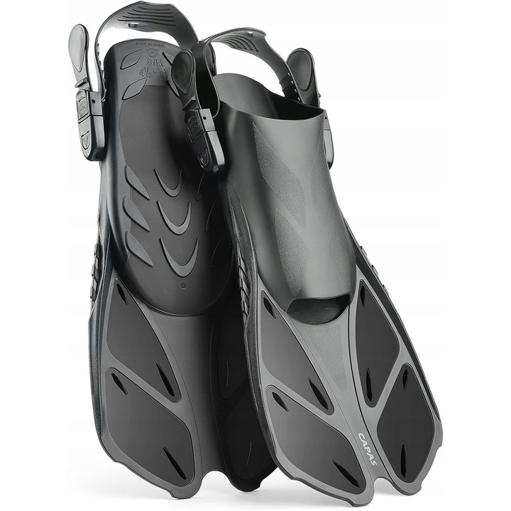Pletwy de snorkeling Capas, reglabile, scurte, albastre, marimi unisex 26-32, 33-35, 36-41, 42-47