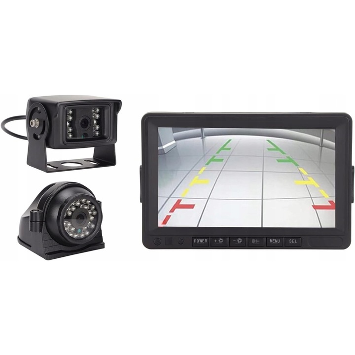 Camera de marsarier cu monitor LCD 7", HD 1080P, rezistenta la apa, pentru camioane si rulote