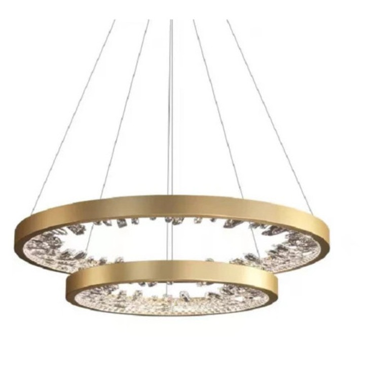 Висяща LED лампа Alessandro DESIGN, K9 кристали, димируема, златиста, 60см