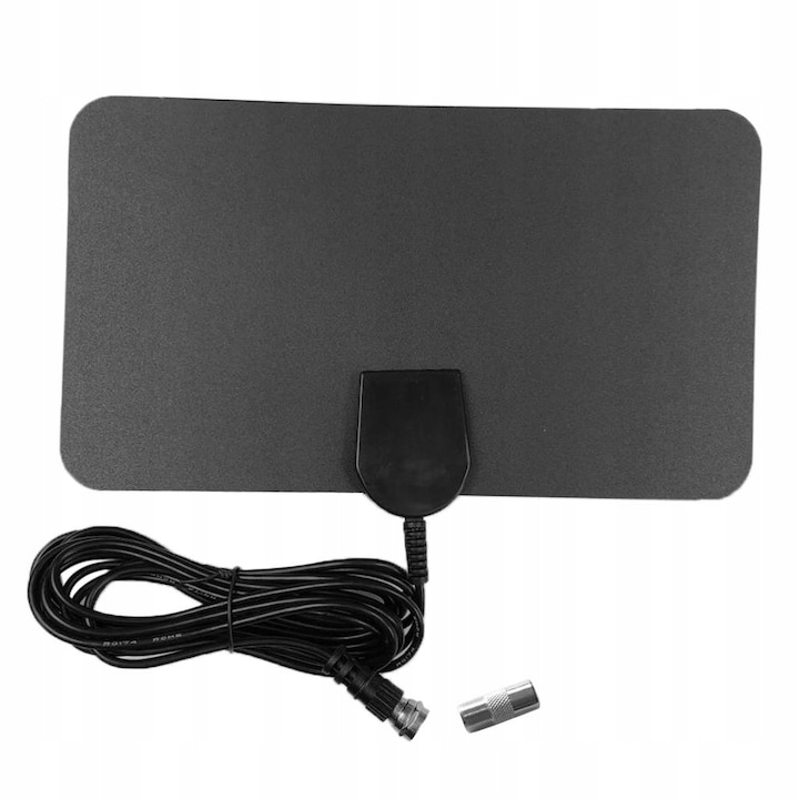 Belső TV antenna erősítővel, 21x15x1.5cm, 3 méter kábel