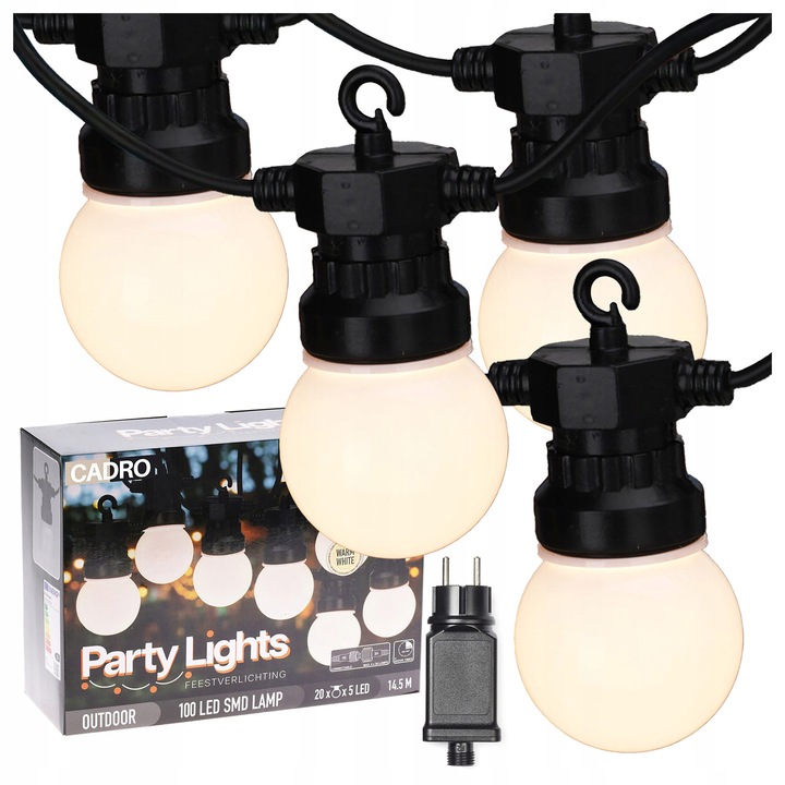 LED светеща гирлянда 14,5м с 20 крушки, Cadro, водоустойчива