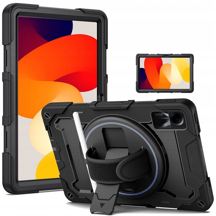 Калъф за таблет, Xiaomi Redmi Pad SE 11" 2023, силикон, усъвършенствана защита, стойка, черен