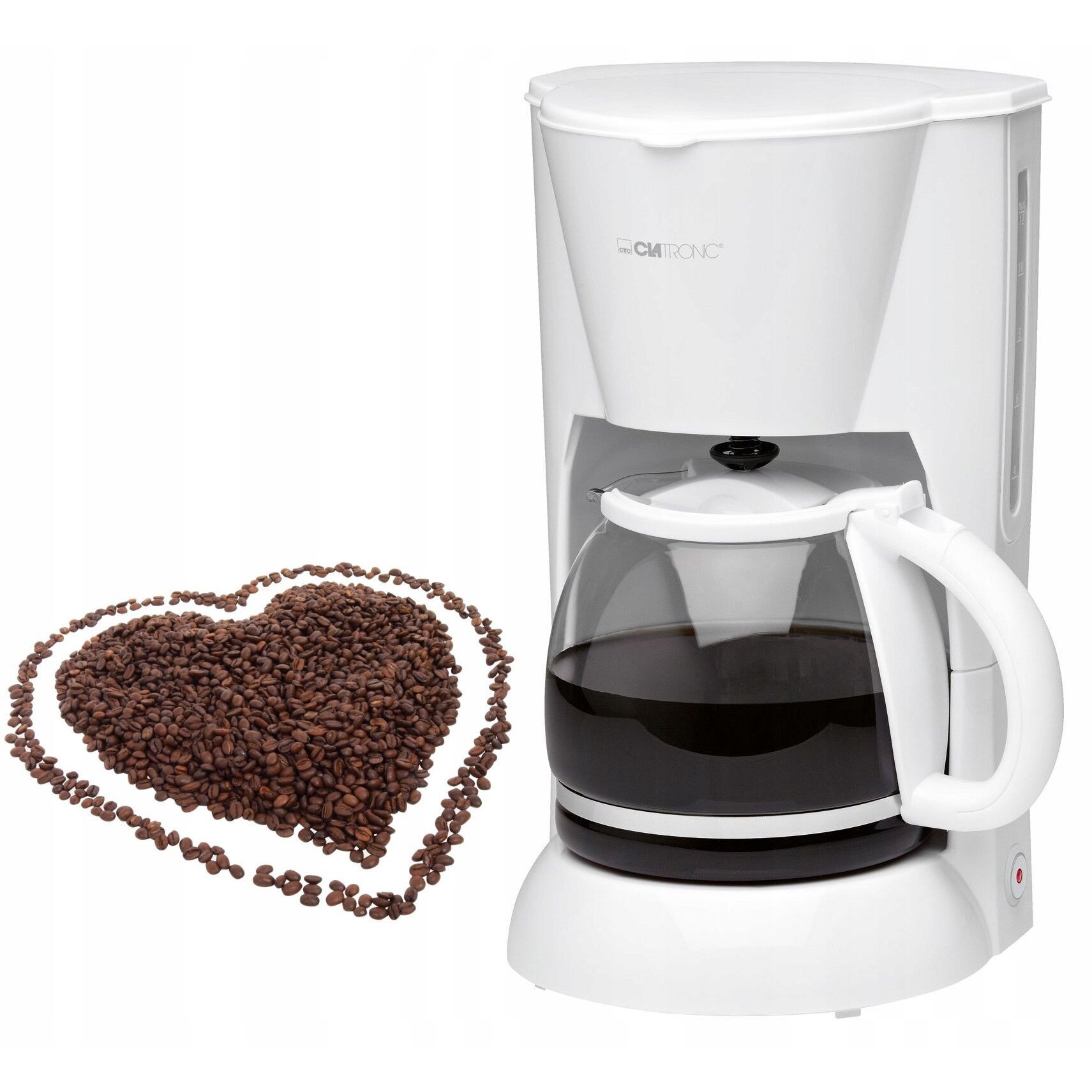 Aparat de cafea cu filtru Clatronic KA 3473 (R22FFN9RRW3), 900 W, 1,5 L (12–14 cesti), anti-picurare, filtru detasabil, plita mentinere caldura, indicator nivel apa, alb