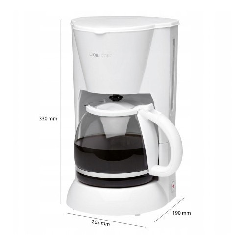 Aparat de cafea cu filtru Clatronic KA 3473 (R22FFN9RRW3), 900 W, 1,5 L (12–14 cesti), anti-picurare, filtru detasabil, plita mentinere caldura, indicator nivel apa, alb