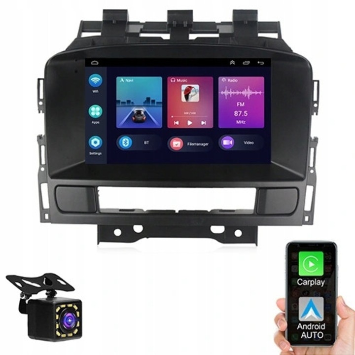 Radio auto Android 12, 7", cu GPS, Bluetooth, camera de marsarier, set pentru Opel Astra J 2009-2019