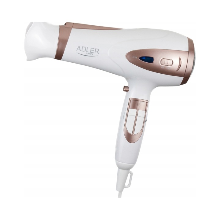 Uscator de par cu difuzor, Adler, 2400W, 2 trepte de viteza, 3 setari de temperatura, alb
