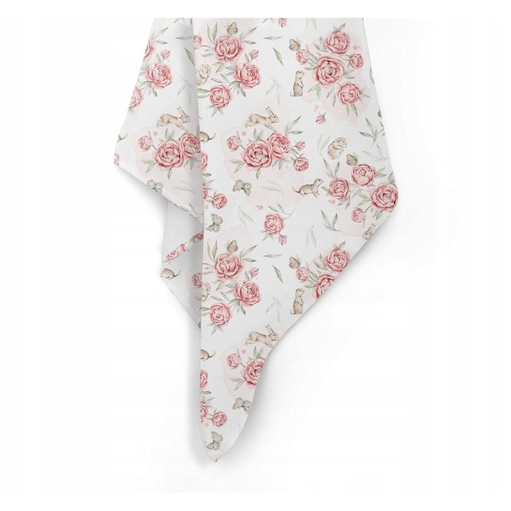 Пелена за бебета, Baby Steps, бамбукова пелена, 100% вискоза, 120x100см, модел Божур