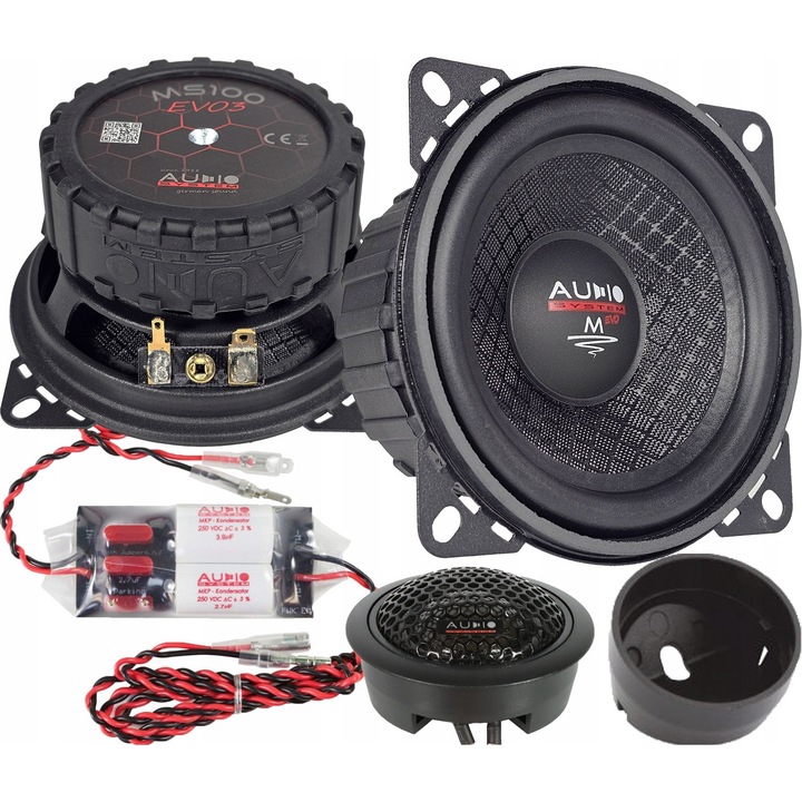 Sistem audio auto Audio System M100 EVO2, 2-way, 100mm, 3Ohm, tweeter 25mm, set complet