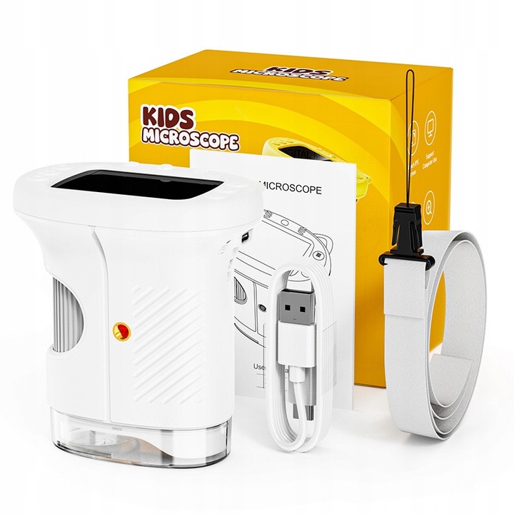 Портативен цифров микроскоп AMT, 1000x, IPS екран 2,4", пълен комплект, бял розов оранжев