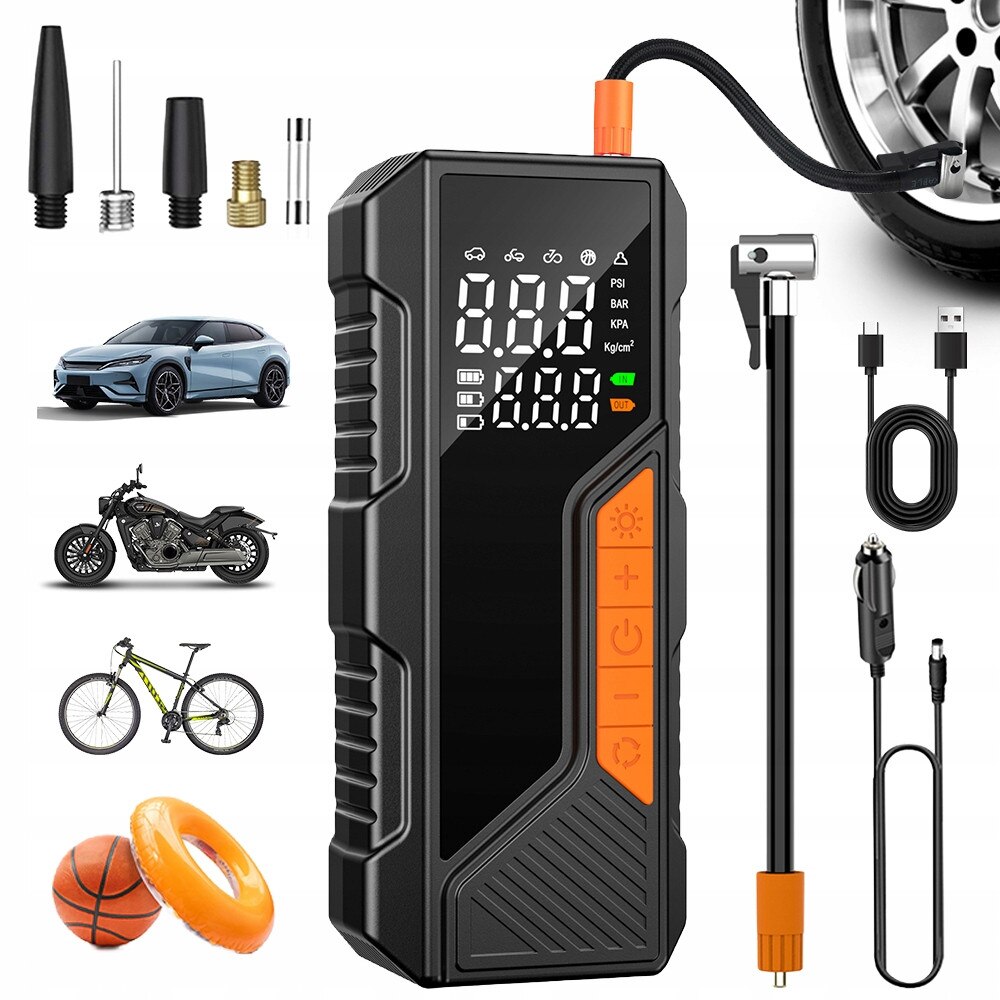 Compresor electric pentru roti Bedee, 150 PSI, 4500mAh, portabil, cu ...