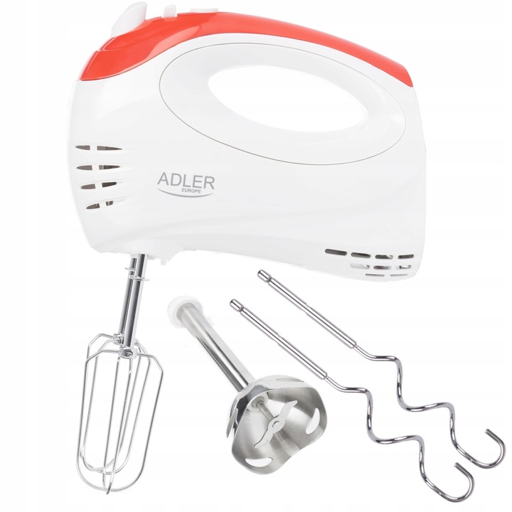 Миксер с накрайник за пасиране Adler 300W, 5 скорости, бял, компактен