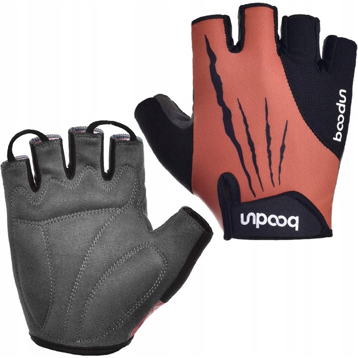 Boodun sportkesztyű, rövid, piros-fekete, M-es méret, kerékpározáshoz és szabadtéri tevékenységekhez