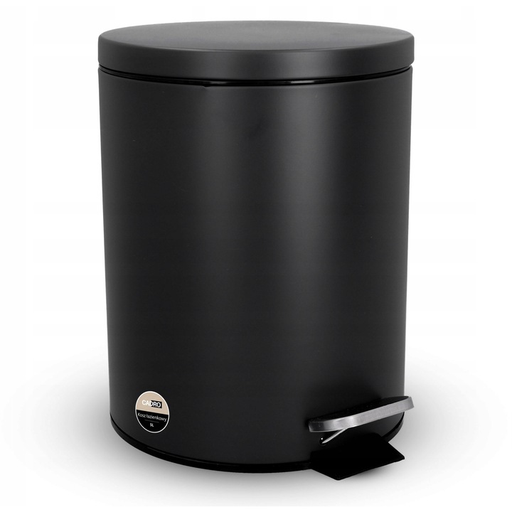 Кош за отпадъци Cadro, метален, черен, 5л, с педал, с подвижен вътрешен контейнер