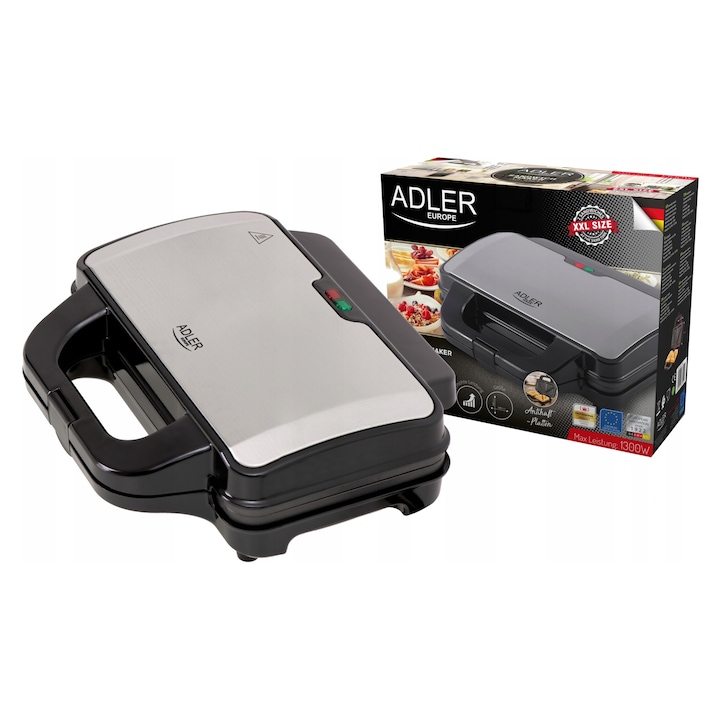 Opiekacz sandwich-uri Huslog HUS1028, 4 toaste, plastic, negru
