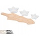 Set de servire pentru gustari, Cadro, 4 piese, portelan, design sarbatoresc, alb, 42x14x1cm