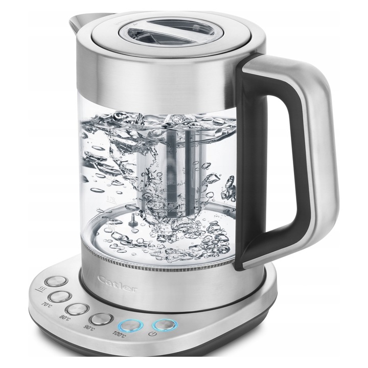 Fierbator electric Catler KE 510, 2200W, 1,5l, metal/sticla, reglare temperatura