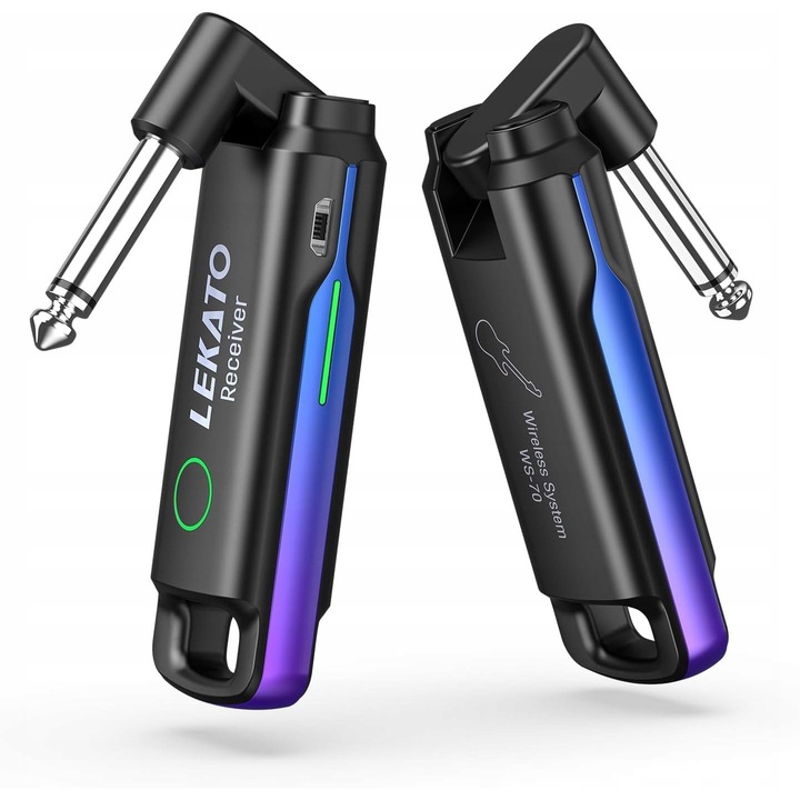 Безжична система за китара, Lekato, 70 канала, 25-40м, акумулаторна батерия
