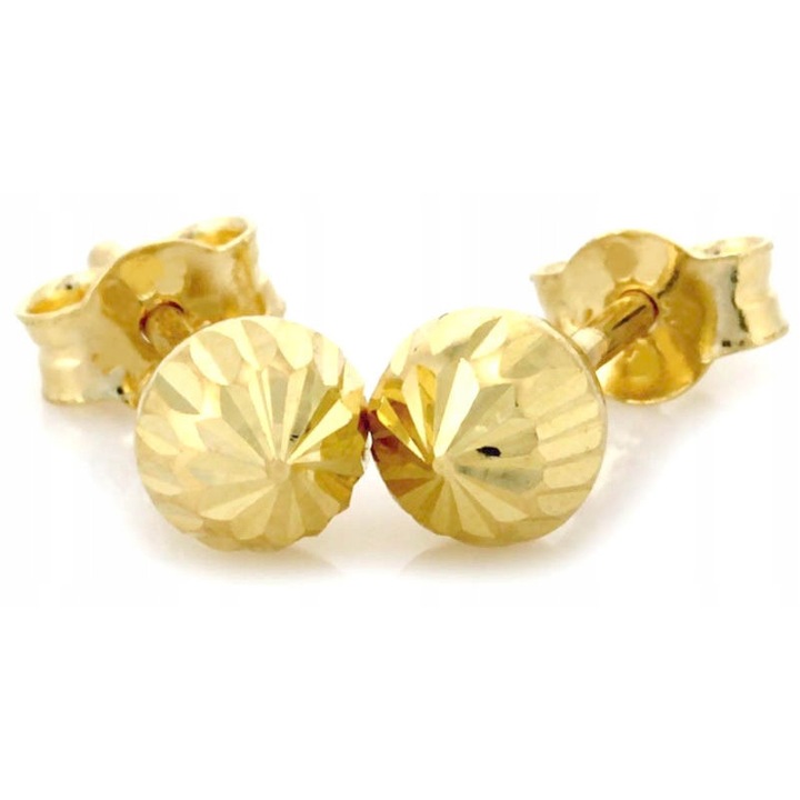 Cercei din aur 585, Lovrin, bilute diamantate, 5mm, 0.65g