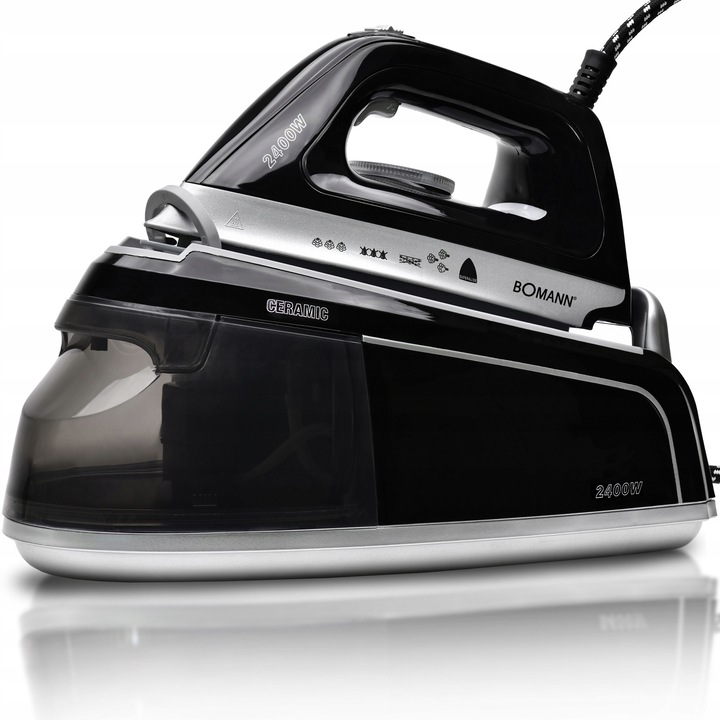 Statie de calcat cu abur Bomann DBS, ceramica, 2400W, 11 duze, negru/silver, 365x265x175cm