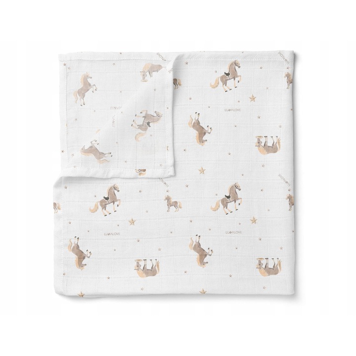 Муселиново одеяло Lullalove 150x200cm, леко, дишащо, с дизайн кончета