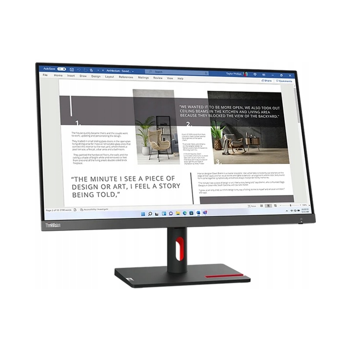 Monitor LED Lenovo S27i-30 27", 1920x1080px, 100Hz, szürke, 612.3x184.9mm