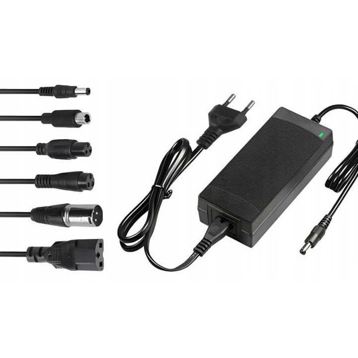 Универсално зарядно устройство/адаптер LEXTOOL LXG95, 42V 2A (84W), с 6 сменяеми адаптера, 2м кабел, интелигентни защити, Черен, 1 бр