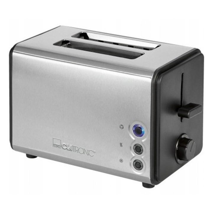 Prajitor de paine Clatronic, 2 felii, inox, functie de incalzire, functie de decongelare, 270x180x150mm