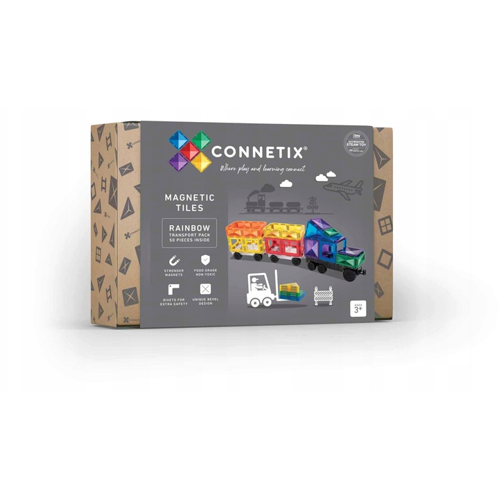 Set de constructie Rainbow Transport, 50 elemente, 30,5x21x8,5cm, multicolor