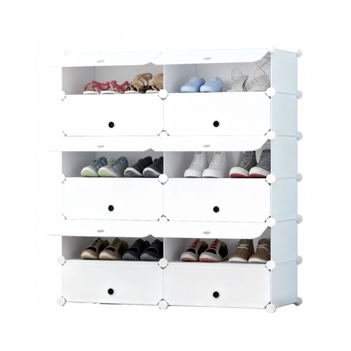 Pantofar Modular, 12 usi, Naimeed D7914, 37x95x108cm, Alb