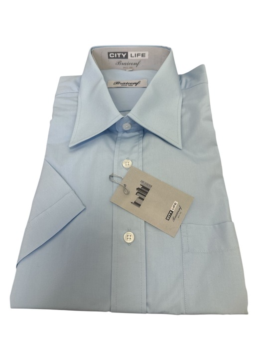 Férfi ing, VILÁGOSKÉK, rövid ujjú, pamut-poliészter, M 39-40 méret