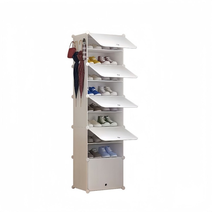 Pantofar Modular, 5 usi, Naimeed D7907, 32x42x155cm, Alb