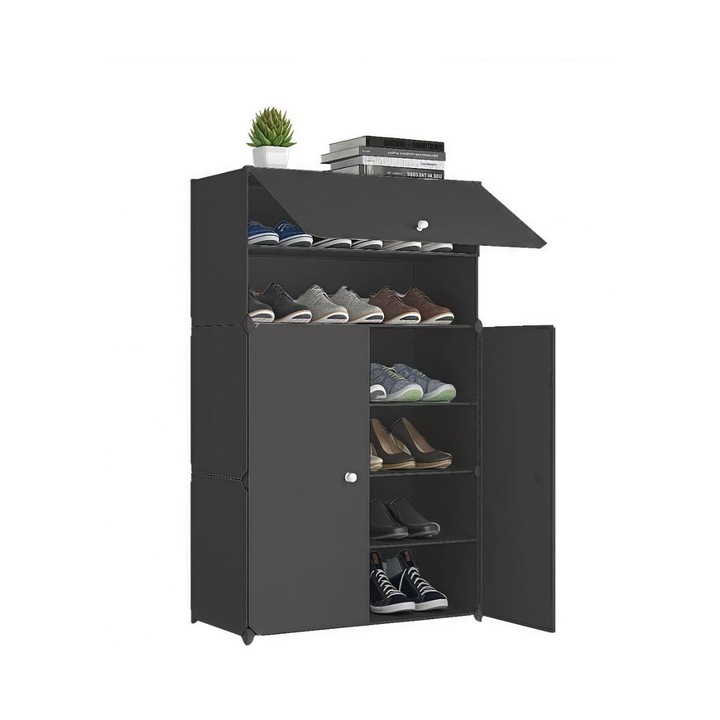 Pantofar Modular, 3 usi, Naimeed D7917, 32x62x95cm, Negru