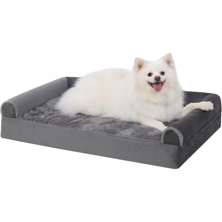 Ортопедична подложка за кучета KSIIA, 75x47x16см, сива, противоплъзгаща
