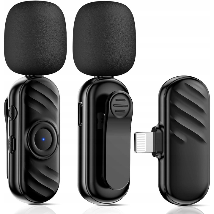 2 db vezeték nélküli lavalier mikrofon készlet, Plug&Play, iPhone/iPad kompatibilis, 2,4 GHz, kompakt, 0,35x2,24 hüvelyk