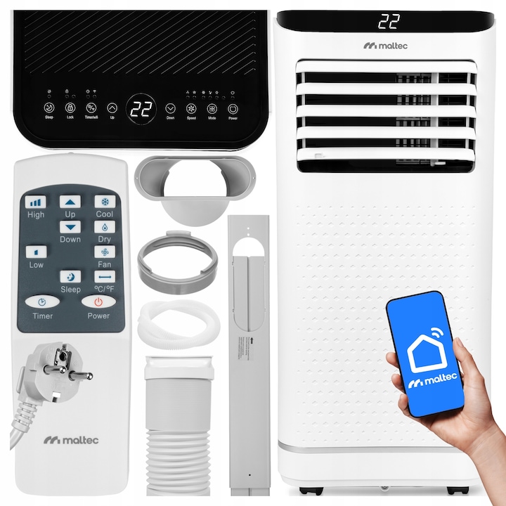 Mobil légkondicionáló, MalTec, 2,6kW, 3 az 1-ben, WiFi, szárítás 22L/24h, 70x31,5x31,5cm