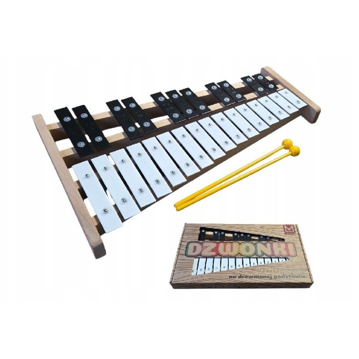 Kromatikus xilofon 27 hang, Marek, fa keret, méretei 41,5x25x15cm, környezetbarát