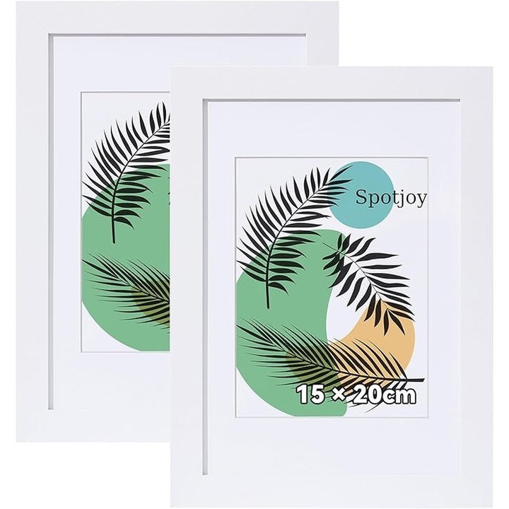 2 db MDF képkeret, 10x15cm, fehér, függőleges és vízszintes megjelenítéshez