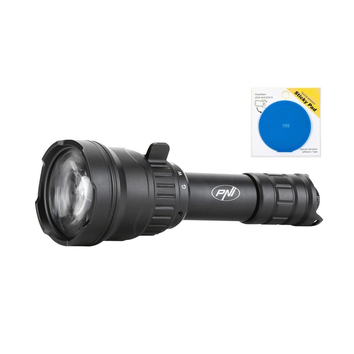 PNI Adventure F300 elemlámpa csomag 3 színű LED-del, fehér, piros, zöld, max. 10W, IPX6, kék Sticky Pad mellékelve