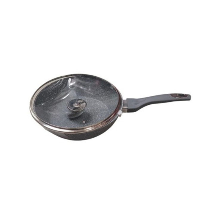 Tigaie adanca granit cu capac, Swan 28 cm, Gri