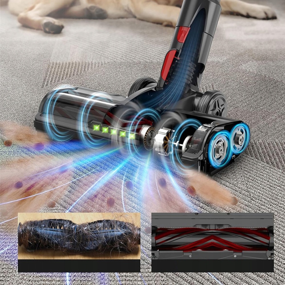 Aspirator vertical fara fir 550W, 35 kPa, LED, cu perie electrica, 110x26,5x24cm, set complet