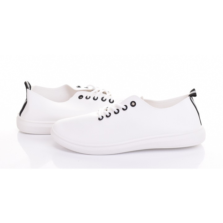 Дамски кецове Martinus, екологична кожа, бели с черни елементи, удобни, градски стил, 38 EU