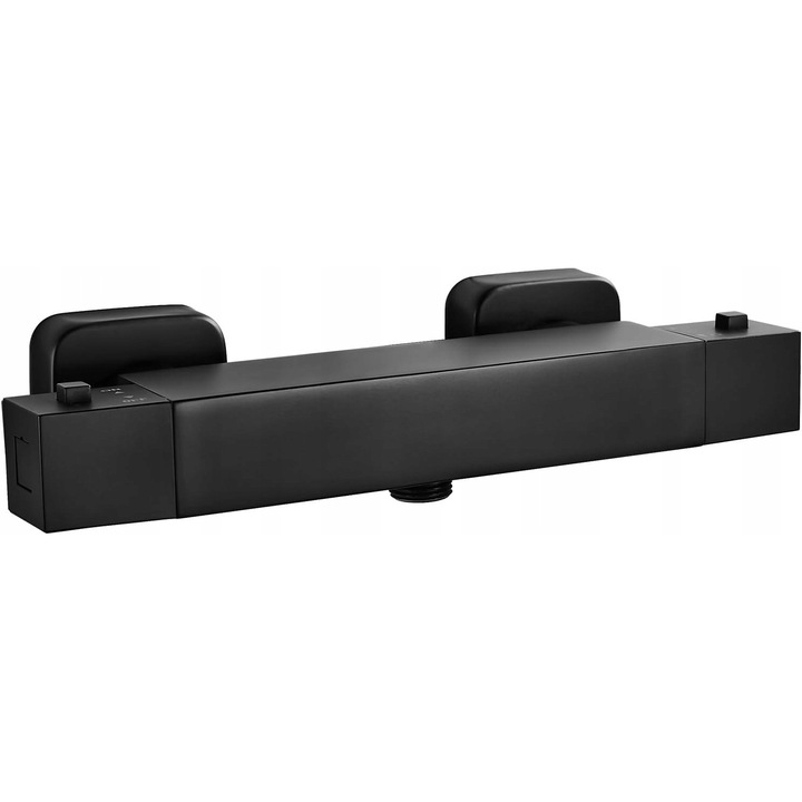 Termosztátos zuhanycsaptelep, fekete, tömör bronzból, falra szerelhető, 20-50°C hőmérséklet