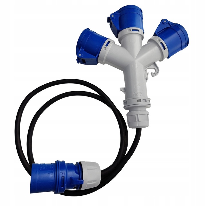 Удължител Marlanvil, къмпинг 3x16A 230V, IP44, 150см, син, сив