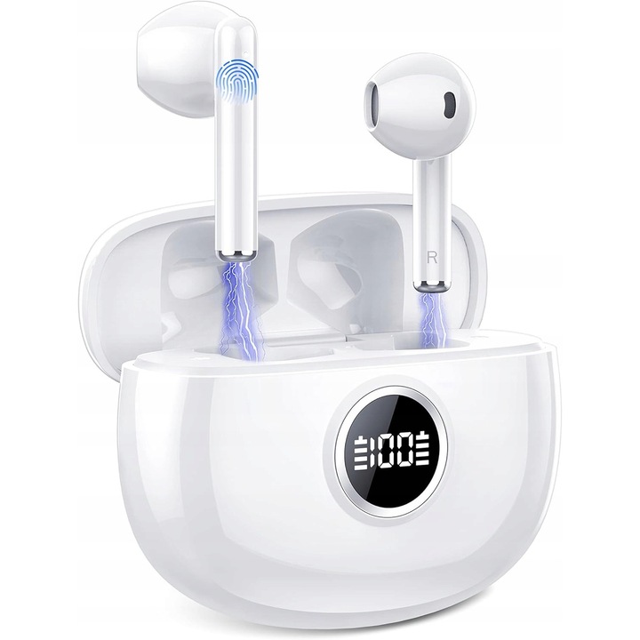 Vezeték nélküli fejhallgató, Bluetooth 5.3, 37 óra üzemidő, fehér
