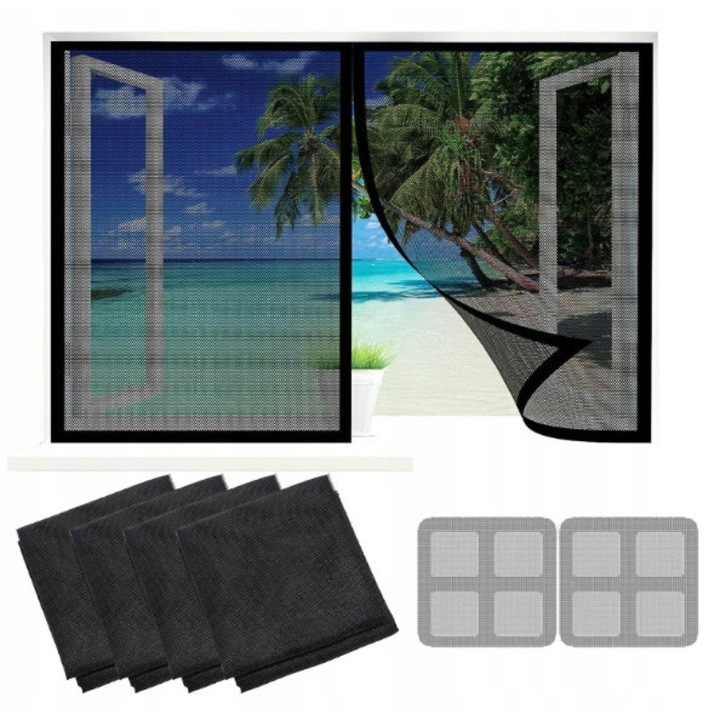 Moskitiera 4 Sztuki 130x150cm, Siatka Przeciw Owadom, Neagra, cu Laty