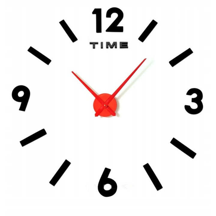 3D DIY dekorációs óra, fekete és piros, állítható méret 70x130cm