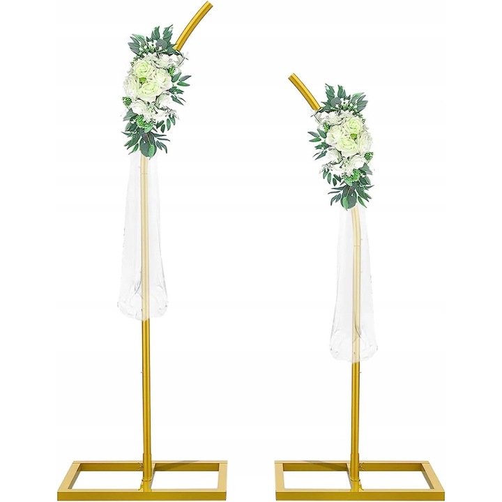 Dekoratív léggömb tartó, 2 darabos készlet, elegáns design, arany, magasság 98,43 cm, 82,67 cm