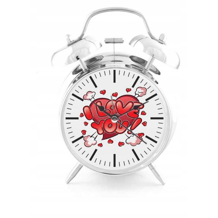 Dekoratív óra, Hangos ébresztőóra, Szerelem szív-6, ezüst