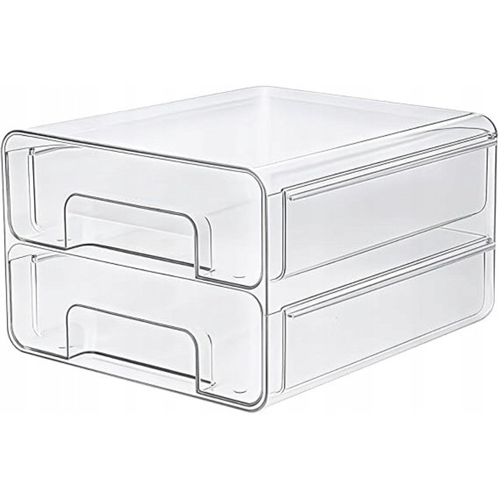 Hűtőszekrény rendszerező, 25x21,5x14cm, 2 fiókos készlet, átlátszó