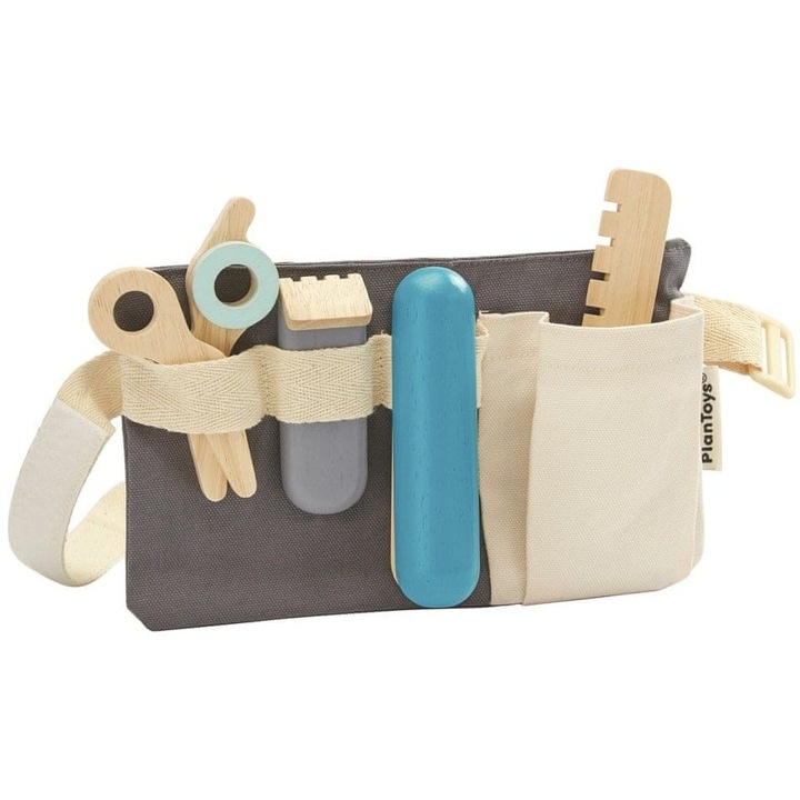 Plan Toys fodrászszett, fából készült kiegészítők, 12,5x23cm, 3 év feletti gyermekeknek